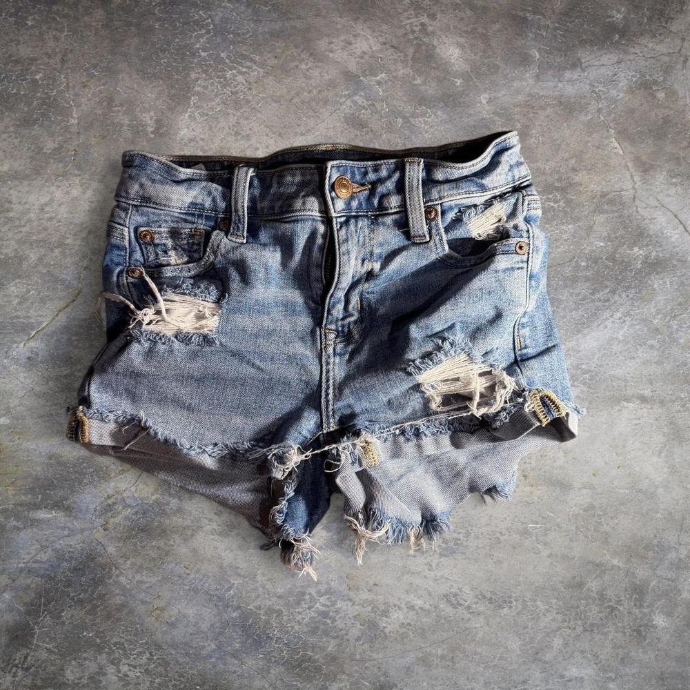 American Eagle Hi-Rise Shortie Denim Cutoff Shorts Women's Size 000 Short